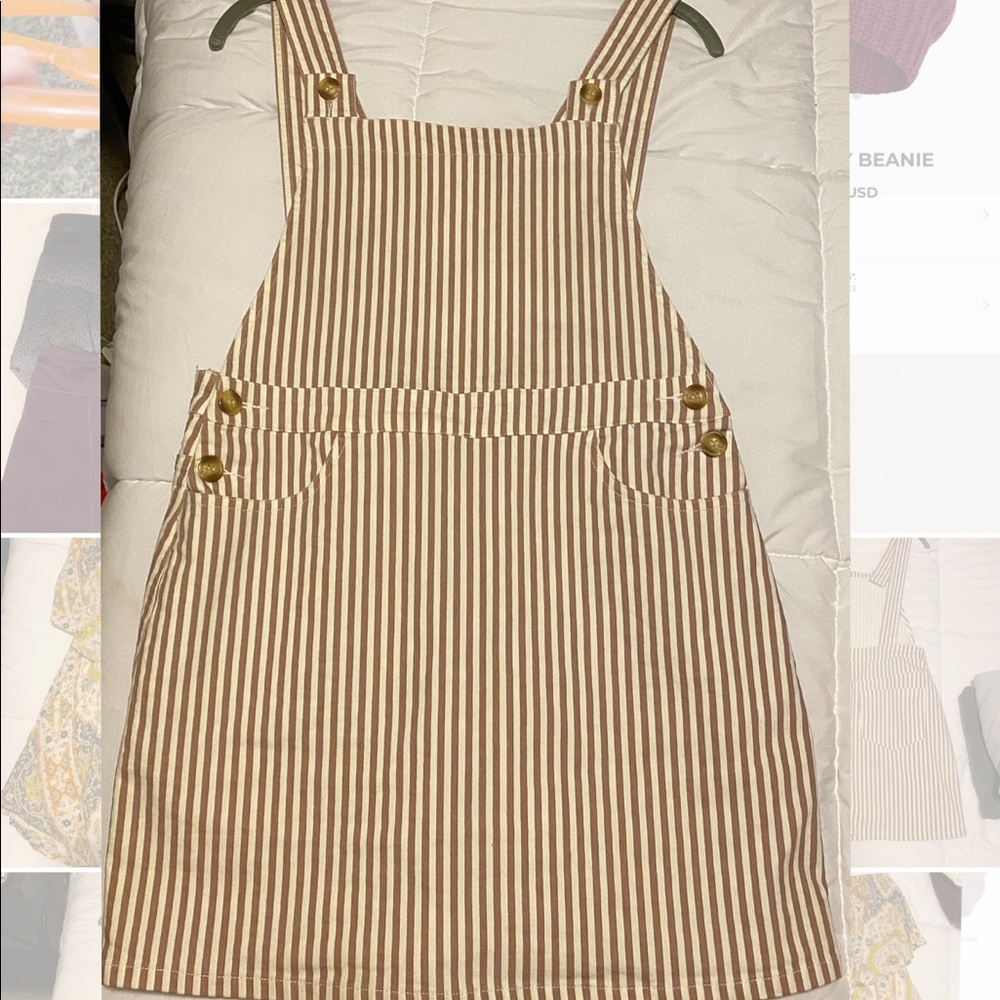 Pink striped Overall Dress